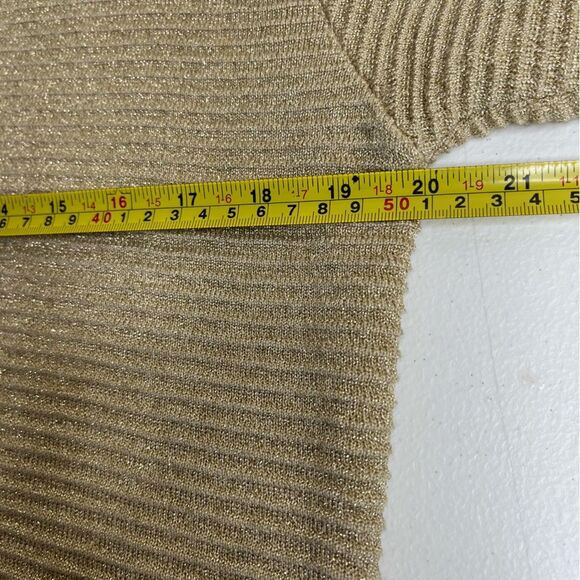 Vintage Talbots Gold Metallic Long Sleeve Button Neck Tunic Womens Medium FLAWS - Picture 13 of 16
